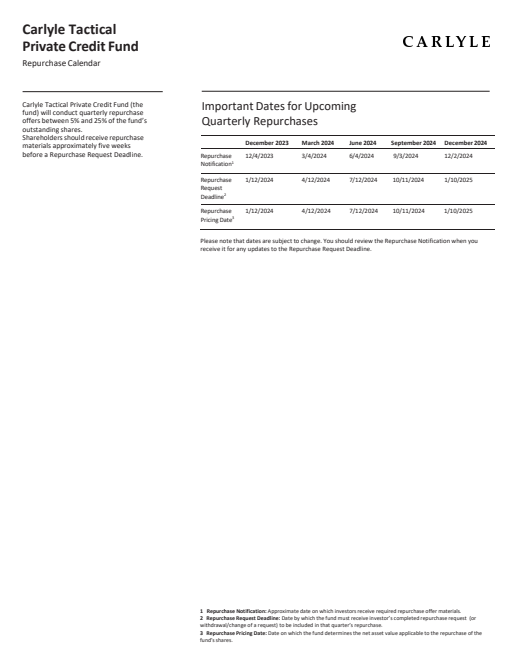 thumbnail image of Final Updated Carlyle Tactical Private Credit Fund Repurchase Calendar 2024.pdf