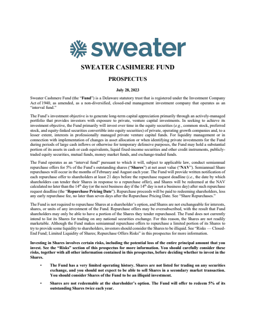 thumbnail image of Sweater Fund Prospectus (7.2023).pdf