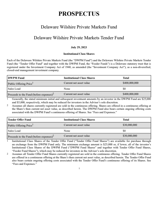 thumbnail image of Delaware Wilshire Private Markets Fund - Statutory Prospectus PR-DWPM.pdf